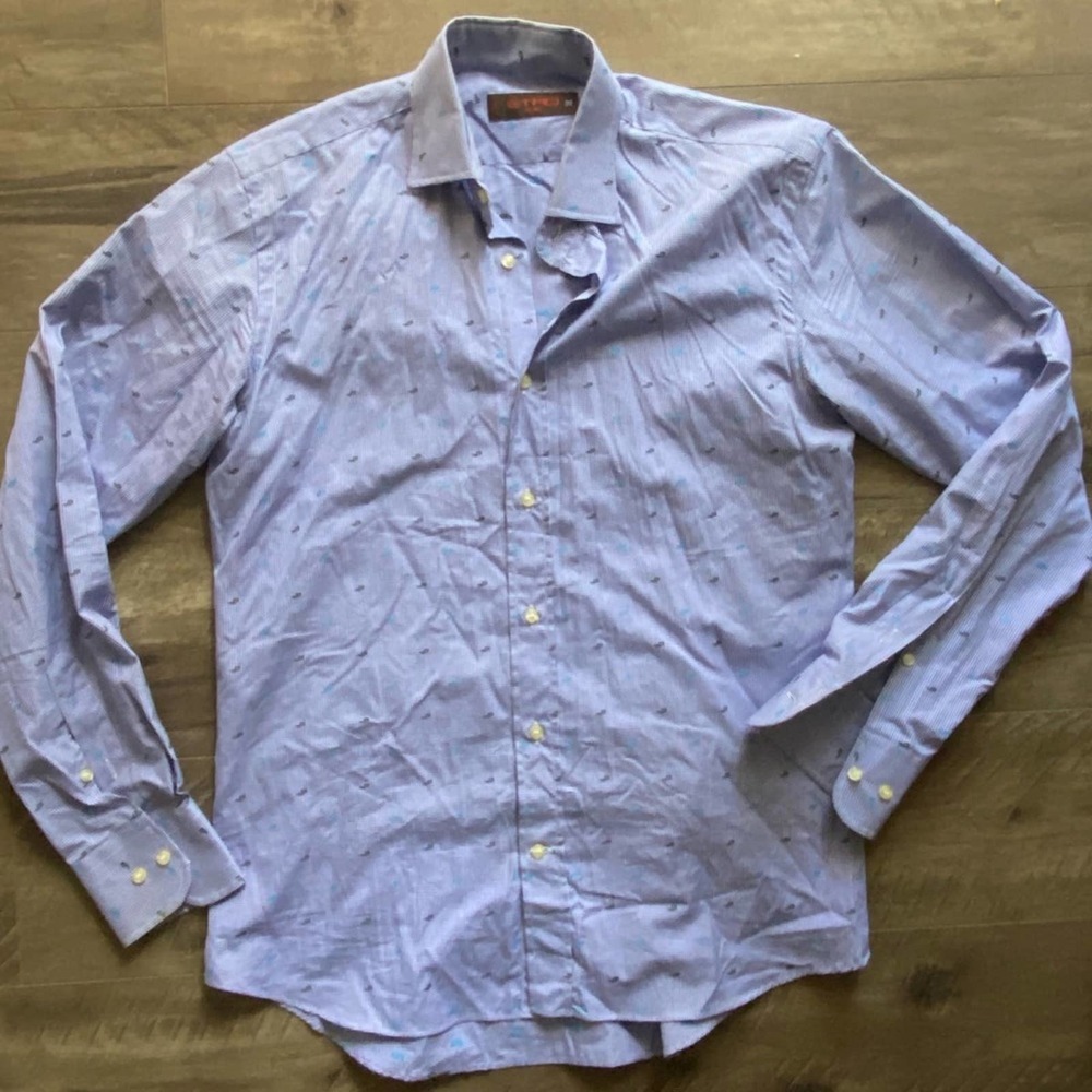 ETRO Gingham Embroidered Paisley Dress Shirt 39 NWOT - Picture 3 of 3